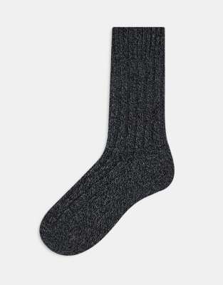 ASOS DESIGN twist yarn sock in grey marl