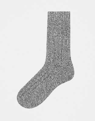 ASOS DESIGN twist yarn socks in light grey marl