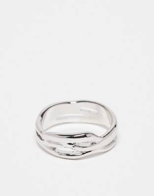 ASOS DESIGN twisted band ring in silver tone