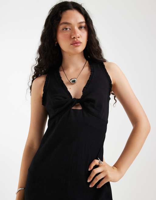 ASOS DESIGN twisted bust midaxi dress in black, 2 of 4