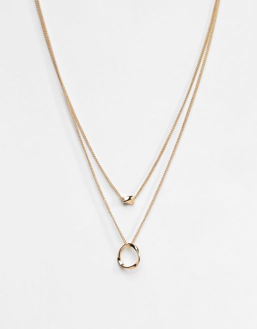 ASOS DESIGN twisted nugget bead and hoop multirow necklace | ASOS