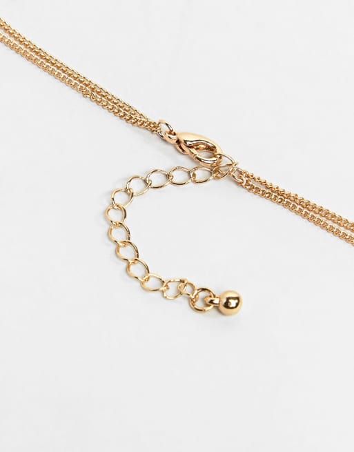 ASOS DESIGN twisted nugget bead and hoop multirow necklace, 4 of 4