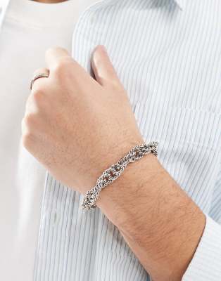 Asos Design Twisted Rope Chain Bracelet In Silver Tone