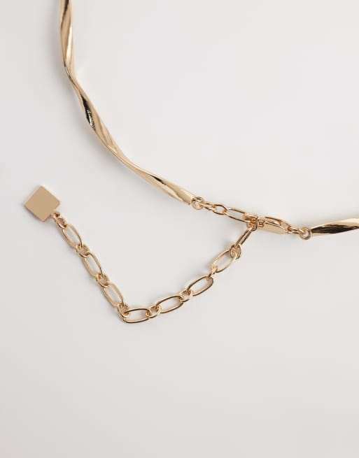 ASOS DESIGN twisted torque choker in gold tone, 4 of 4