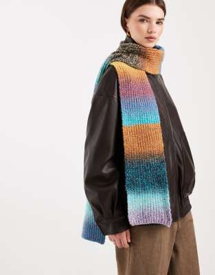 Asos Design Twisted Wool Blend Skinny Scarf In Multi