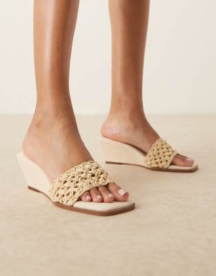 Asos Design Twix Weave Detail Demi Wedge Mules