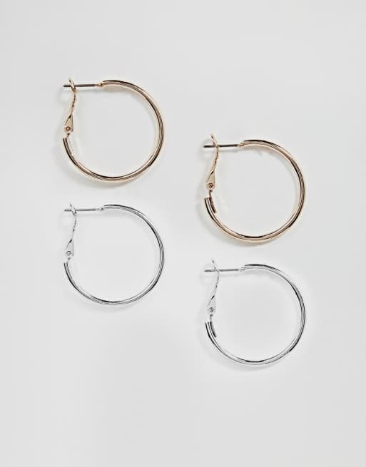 ASOS DESIGN two pack simple hoop earrings
