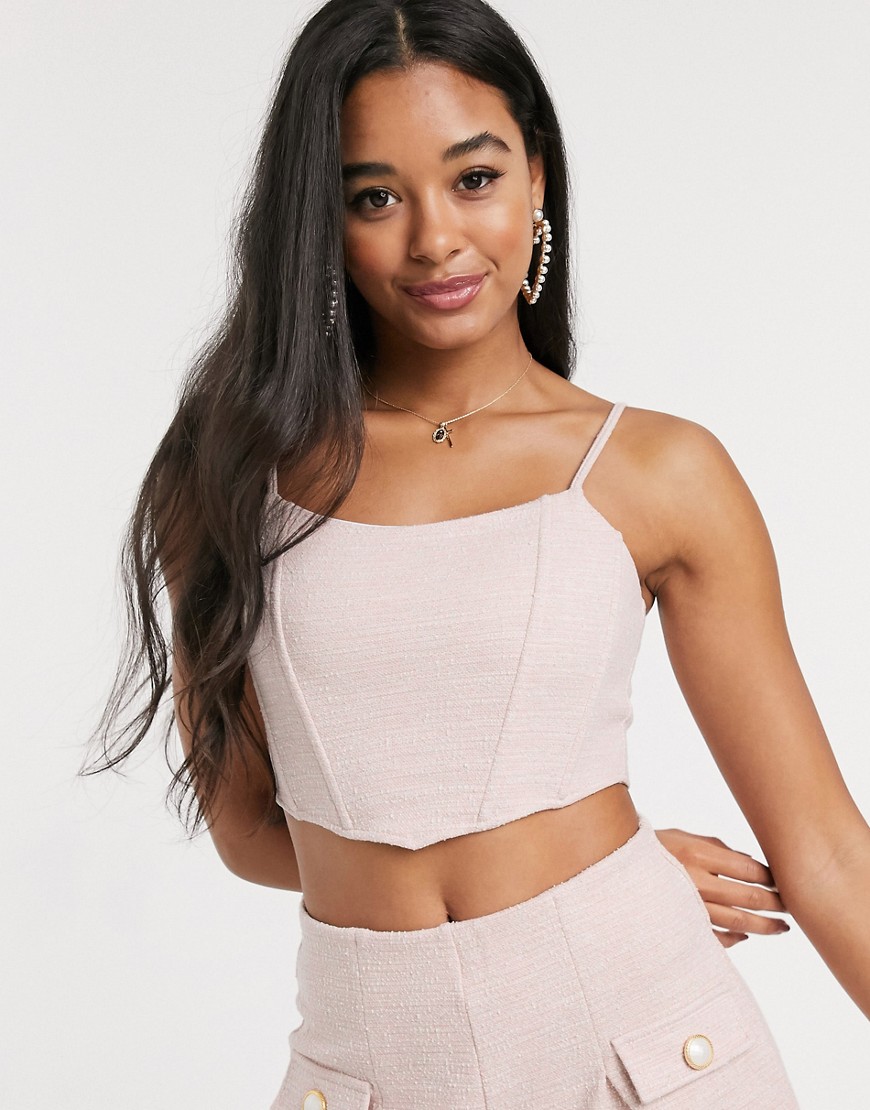 Asos Design Two-piece Boucle Corset In Pink