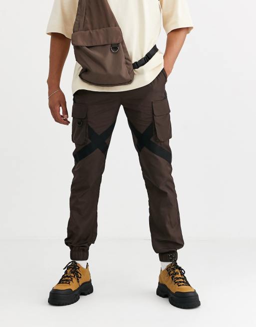 ASOS DESIGN two-piece cargo pants with strapping in brown | ASOS