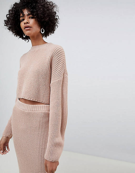 ASOS DESIGN two-piece cropped oversized sweater in rib