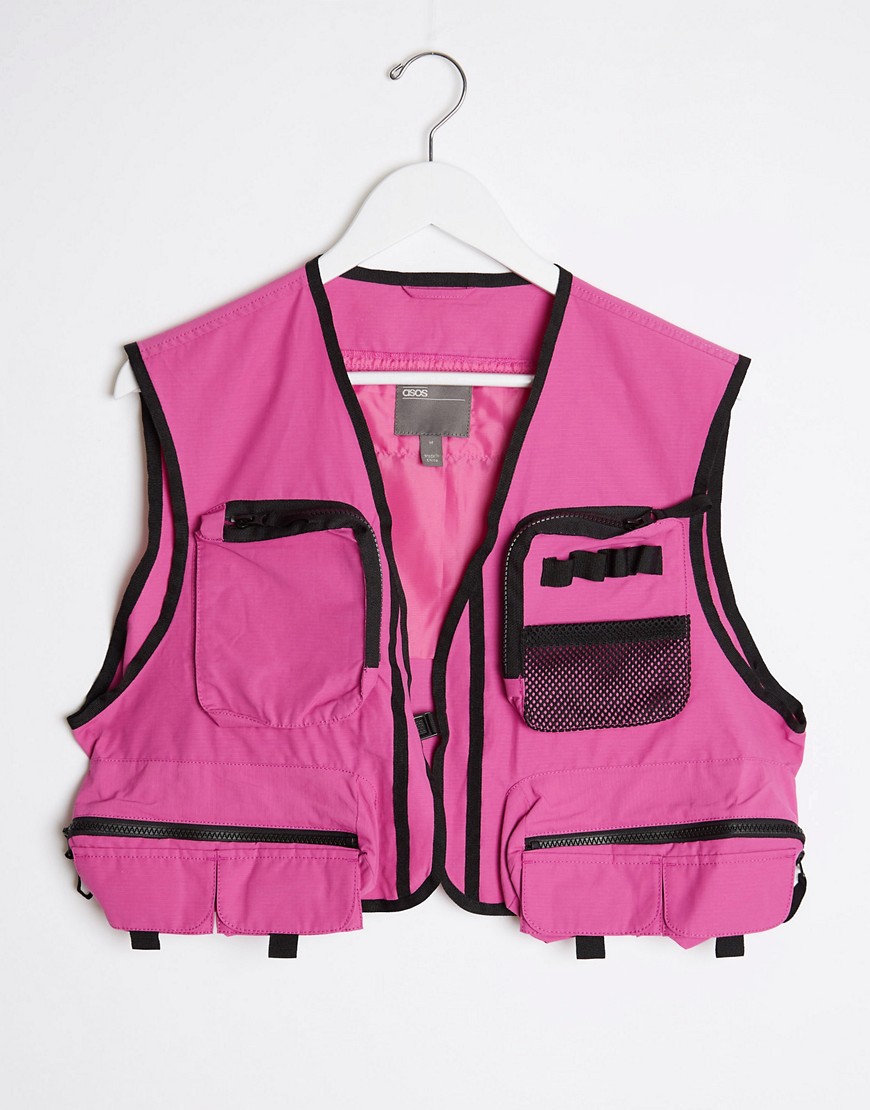 ASOS DESIGN two-piece cropped vest in pink