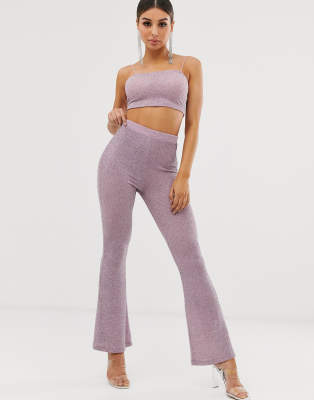 flare out pants with crop top