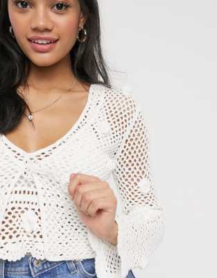 crochet tie front cardigan