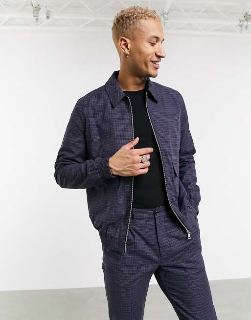 Asos design harrington on sale jacket in navy