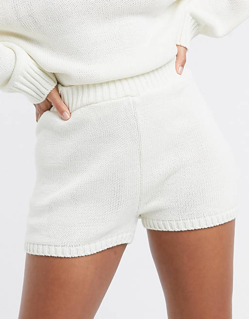 ASOS DESIGN two-piece knitted shorts in cream | ASOS