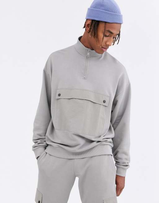 oversized gray zip up