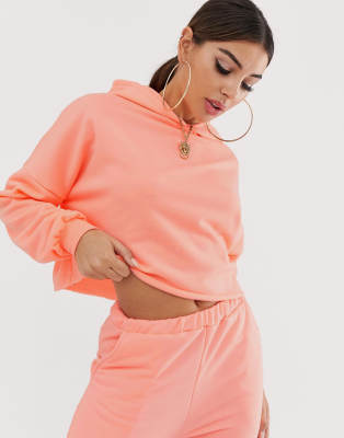 coral color hoodie