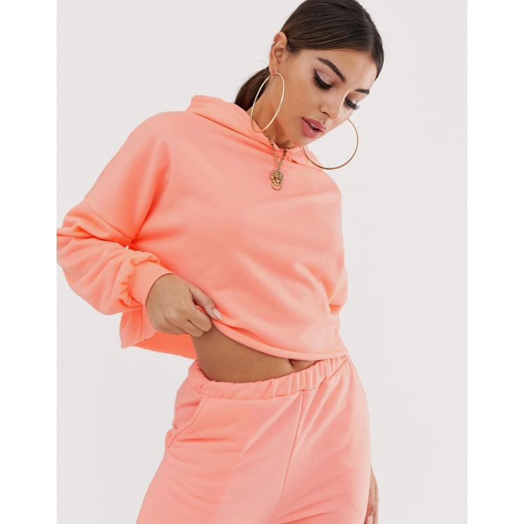 ASOS DESIGN two piece oversized hoodie in neon coral ASOS
