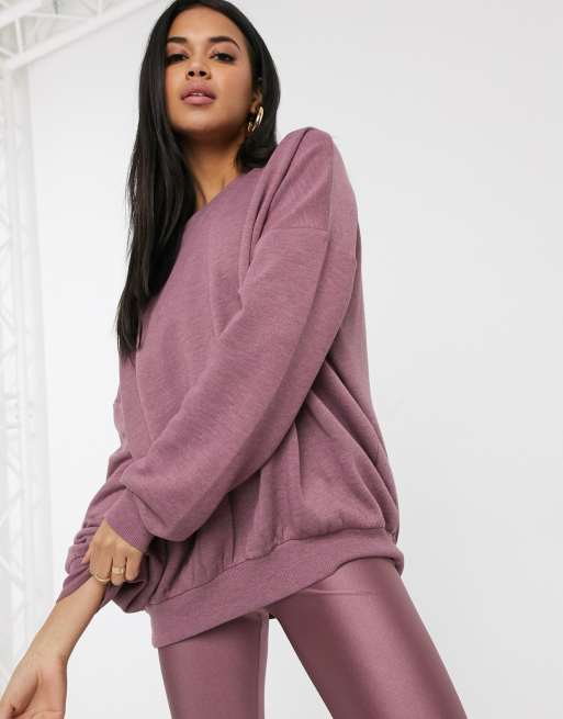 ASOS DESIGN two-piece oversized super soft sweatshirt in mauve