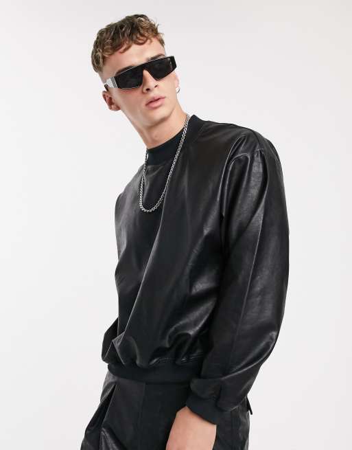 Leather sweatshirt hotsell