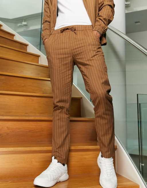 ASOS DESIGN two-piece skinny pants in brown stripe | ASOS