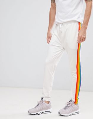 nike athletic sweatpants with rainbow stripe
