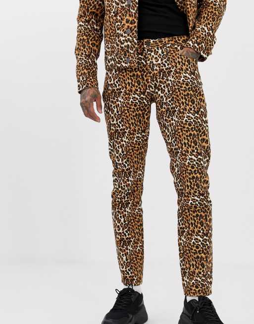 leopard print stripe jeans