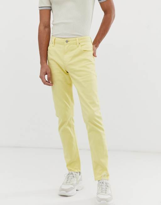 jeans with yellow side stripe