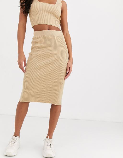 ASOS DESIGN two piece structured knit midi skirt