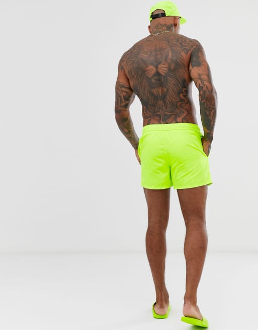 ASOS DESIGN two piece swim short in neon yellow short length