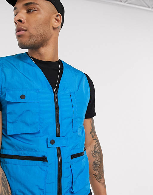 ASOS DESIGN two-piece utility vest in cobalt blue