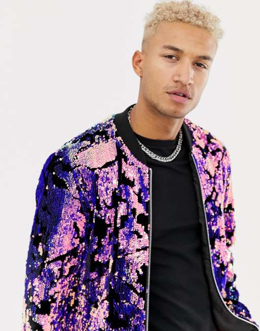 ASOS Bomber Jacket in Purple for Men