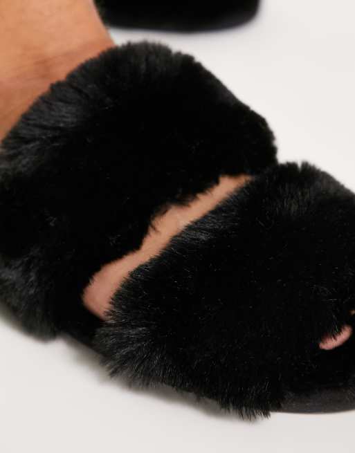 Fur slides with on sale strap