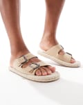 [ASOS DESIGN] ASOS DESIGN two strap sandal espadrilles in stone-Neutral 47 Stone