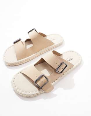 Asos Design Two-strap Sandal Espadrilles In Neutral