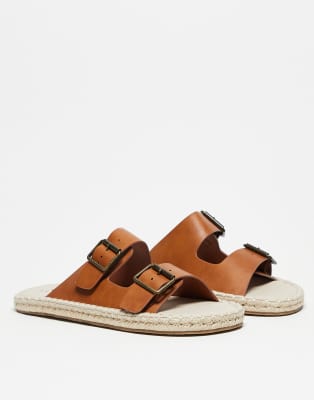 Asos Design Two Strap Sandal Espadrilles In Brown