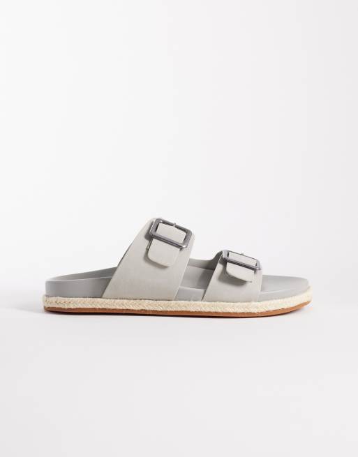 ASOS DESIGN two strap sandal with buckles in grey, 4 of 4