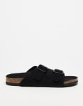 [ASOS DESIGN] ASOS DESIGN two strap sandals in black with cork sole 39 Black