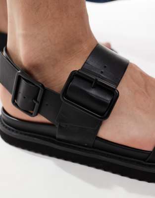 Asos Design Two Strap Sandals In Black