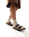 [ASOS DESIGN] ASOS DESIGN two strap sandals in brown with cork sole 42 Brown