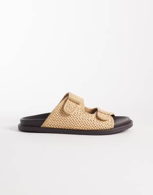  two strap sandals in natural raffia