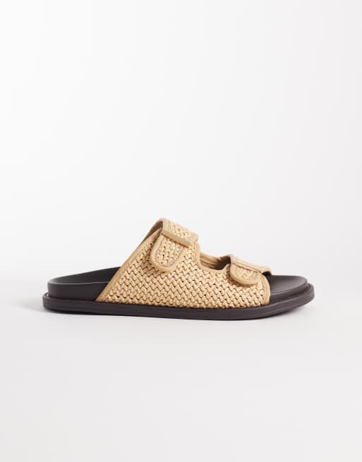 ASOS DESIGN two strap sandals in natural raffia, 2 of 4
