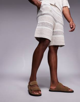 ASOS DESIGN two strap sandals in stone suede