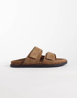 Asos Design Two Strap Sandals In Brown