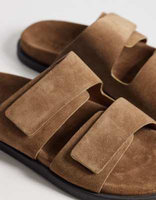 Asos Design Two Strap Sandals In Brown