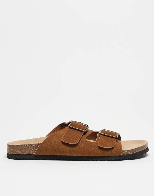 ASOS DESIGN two strap sandals in tan with cork sole, 2 of 4