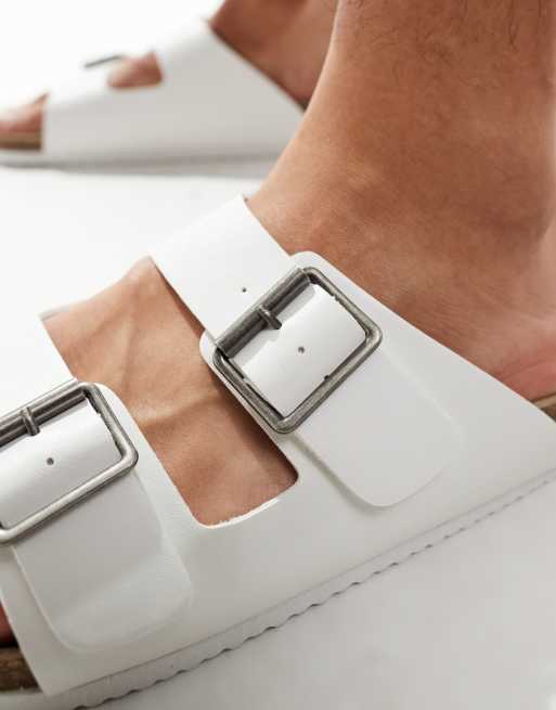 ASOS DESIGN two strap sandals in white 	, 3 of 4