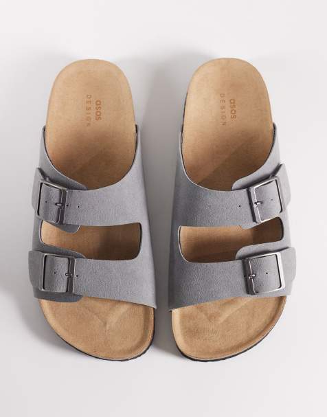 ASOS DESIGN two strap sandals with cork sole in grey - view 1