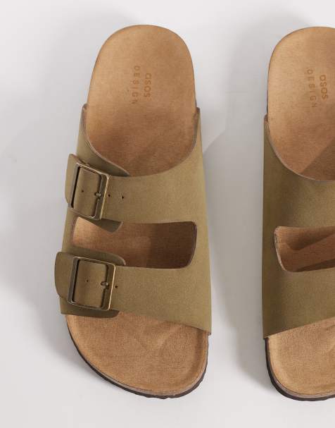 ASOS DESIGN two strap sandals with cork soles in taupe - view 1