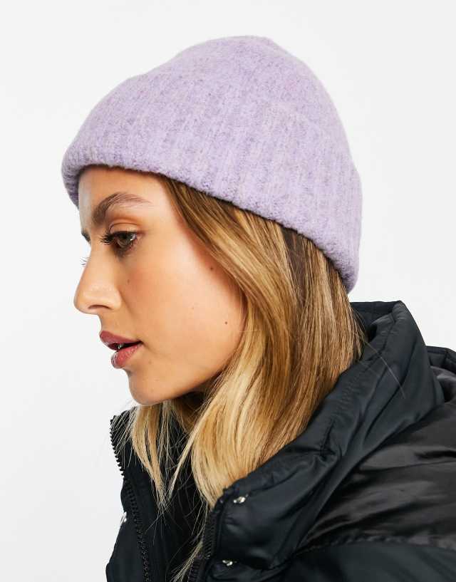 ASOS DESIGN two tone beanie in lilac